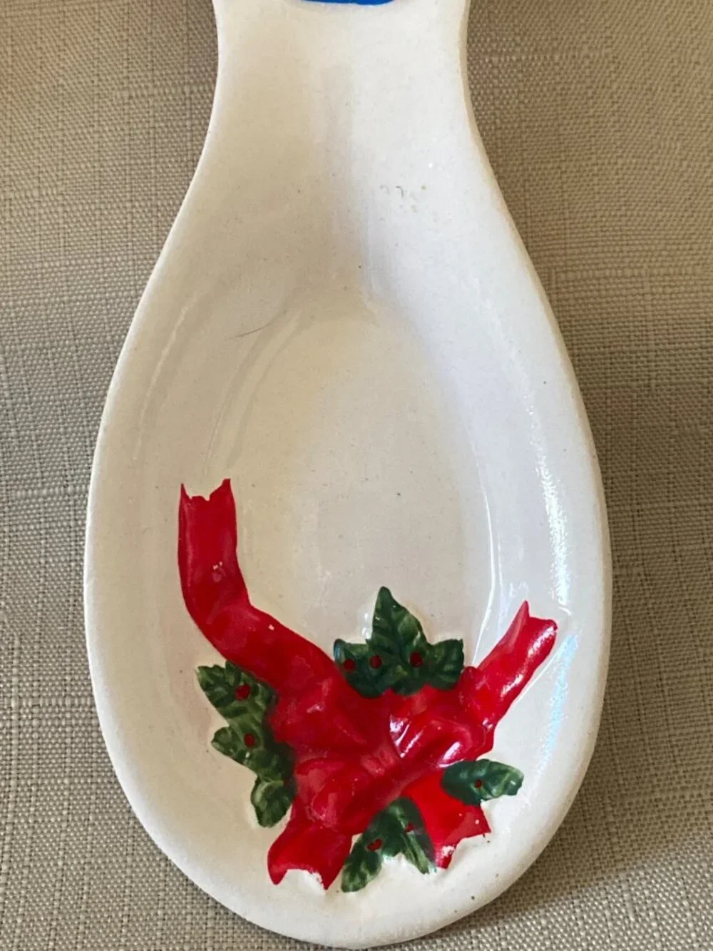 Christmas tree spoon  rest ceramic 8 inches kitchen tool vintage retro